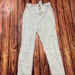 Black and White Striped Pants with Tie